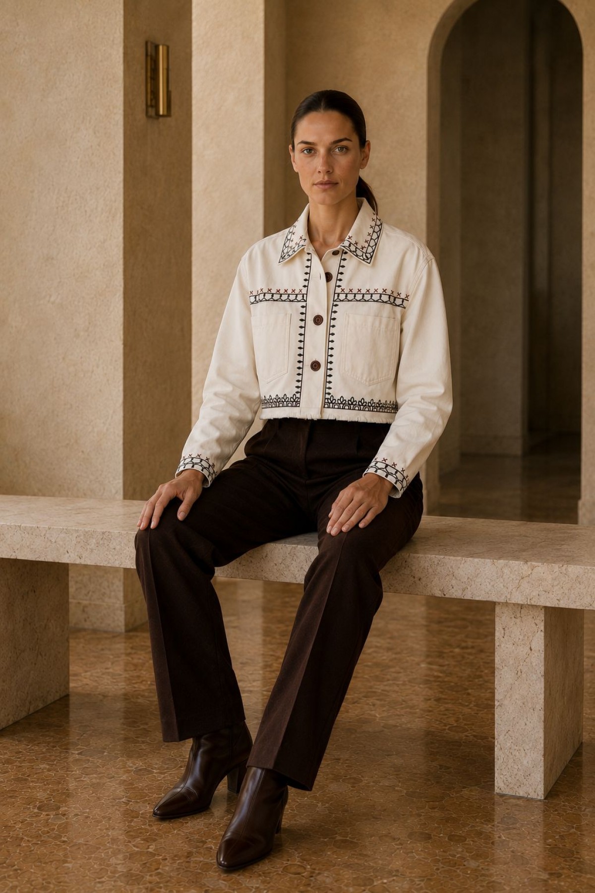 Ethnic Embroidered Jacket 6321 Natural