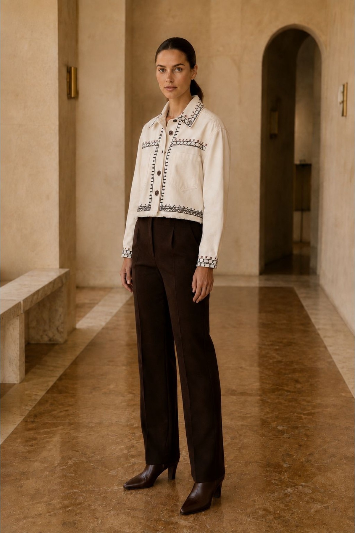 Ethnic Embroidered Jacket 6321 Natural