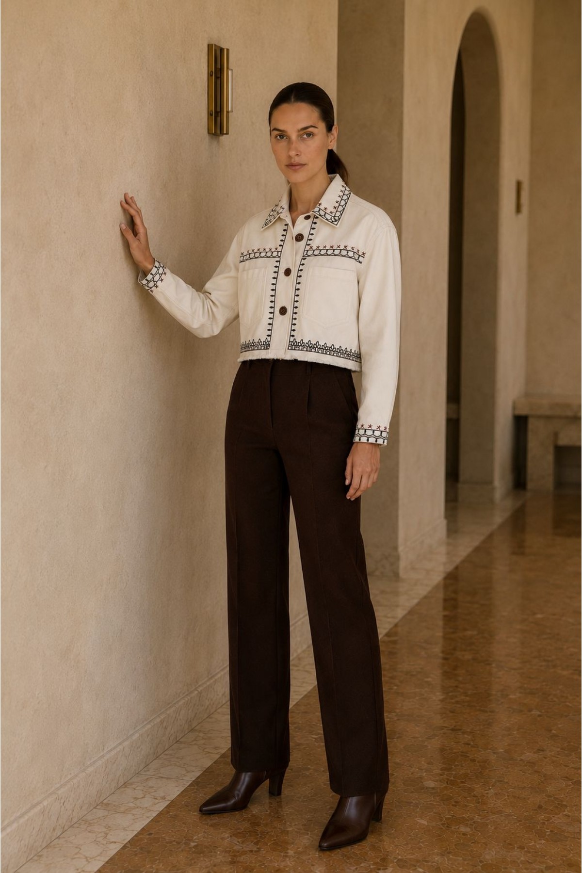 Ethnic Embroidered Jacket 6321 Natural