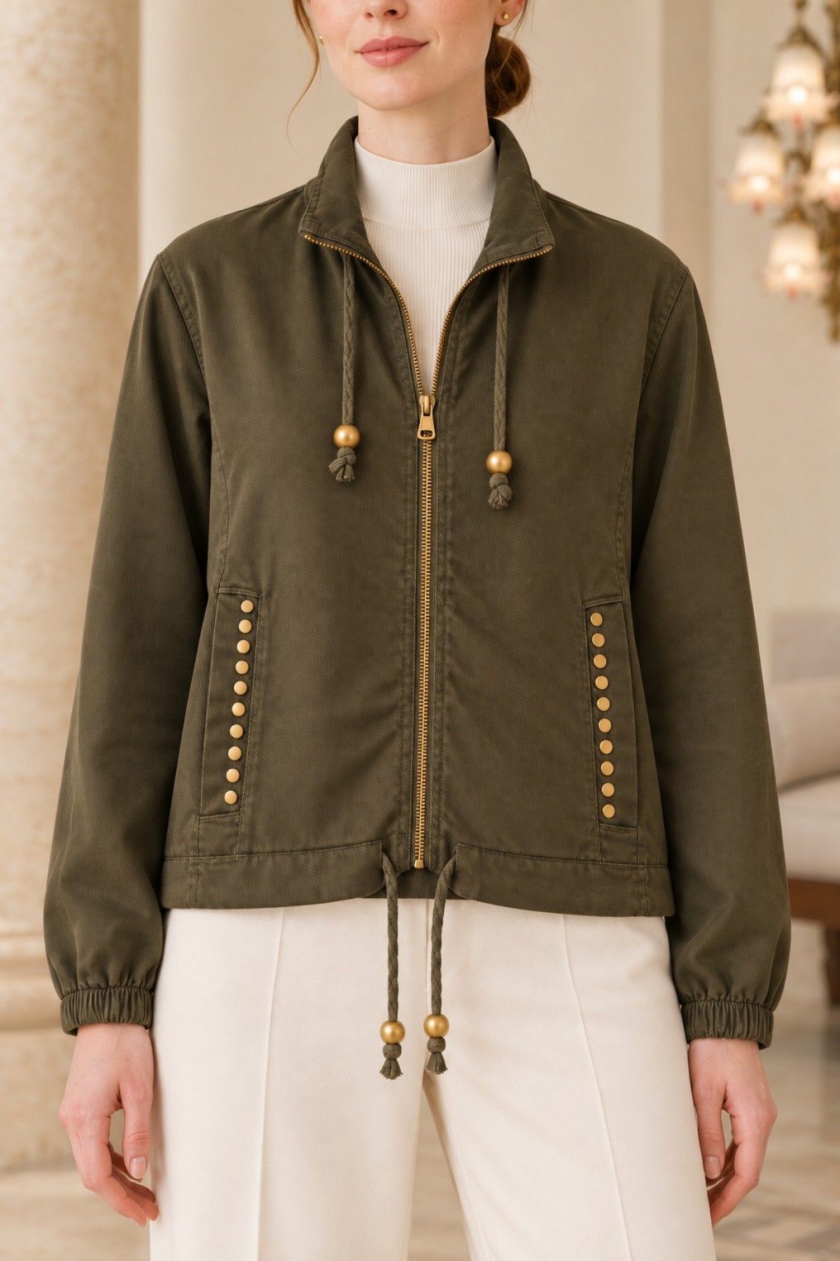 Drop Zip Jacket 6384 Khaki