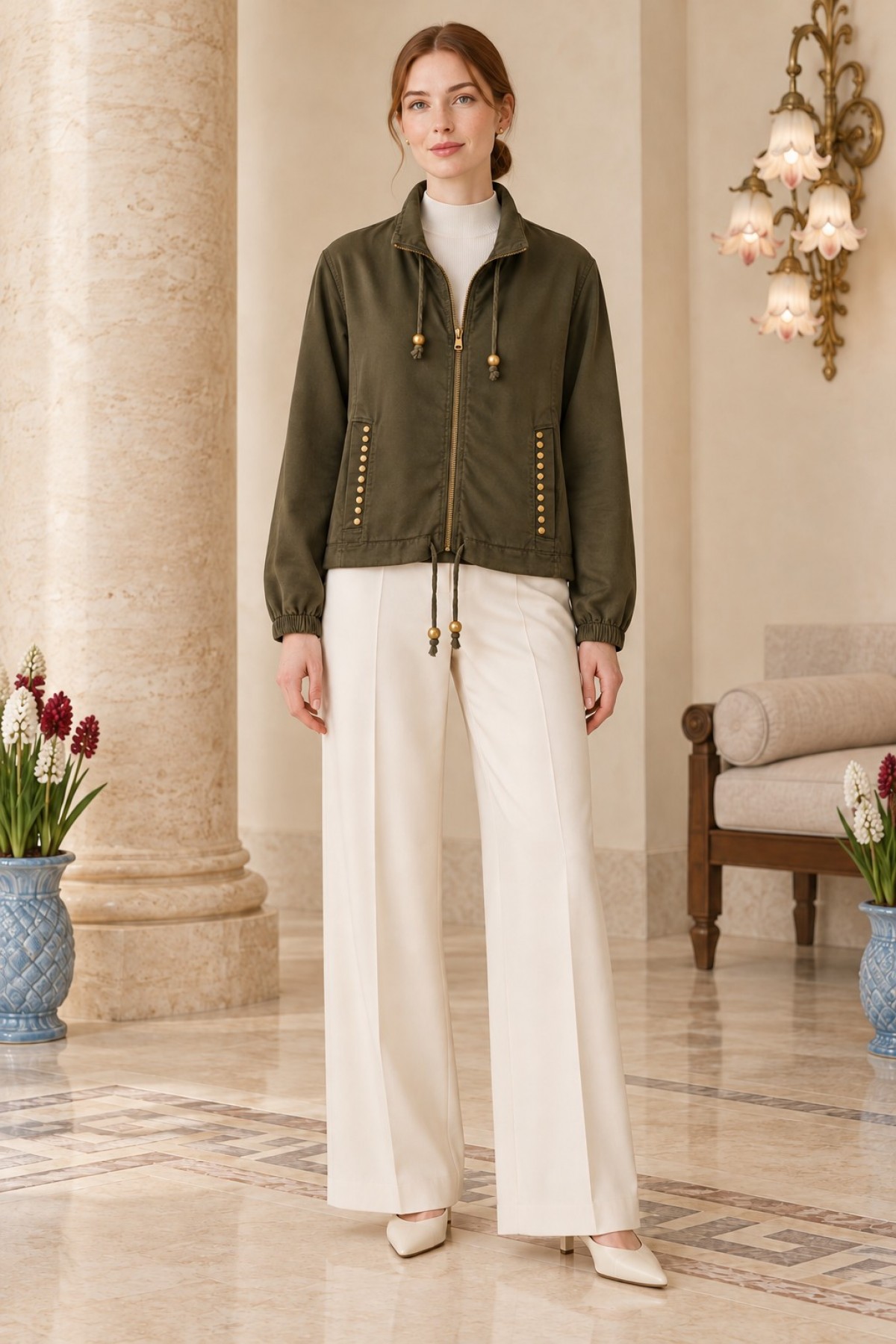 Drop Zip Jacket 6384 Khaki