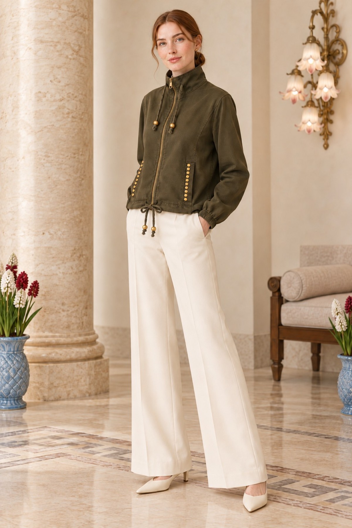 Drop Zip Jacket 6384 Khaki