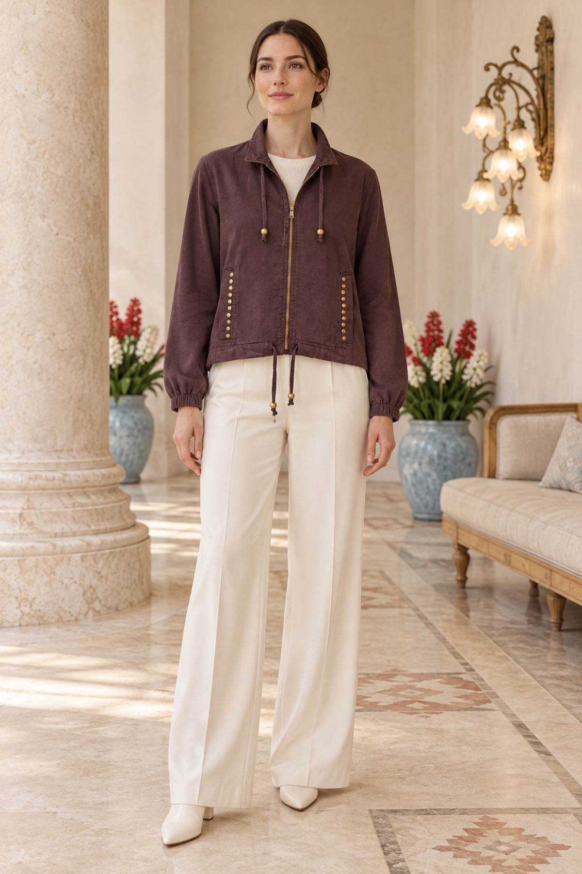 Drop Zip Jacket 6384 Brown