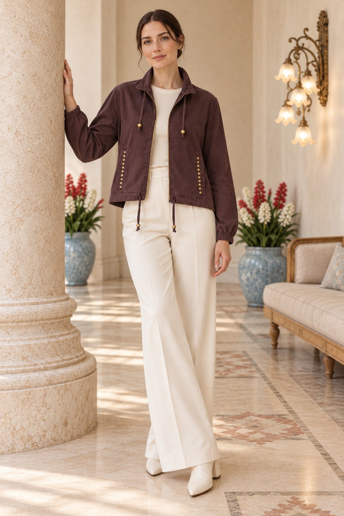Drop Zip Jacket 6384 Brown