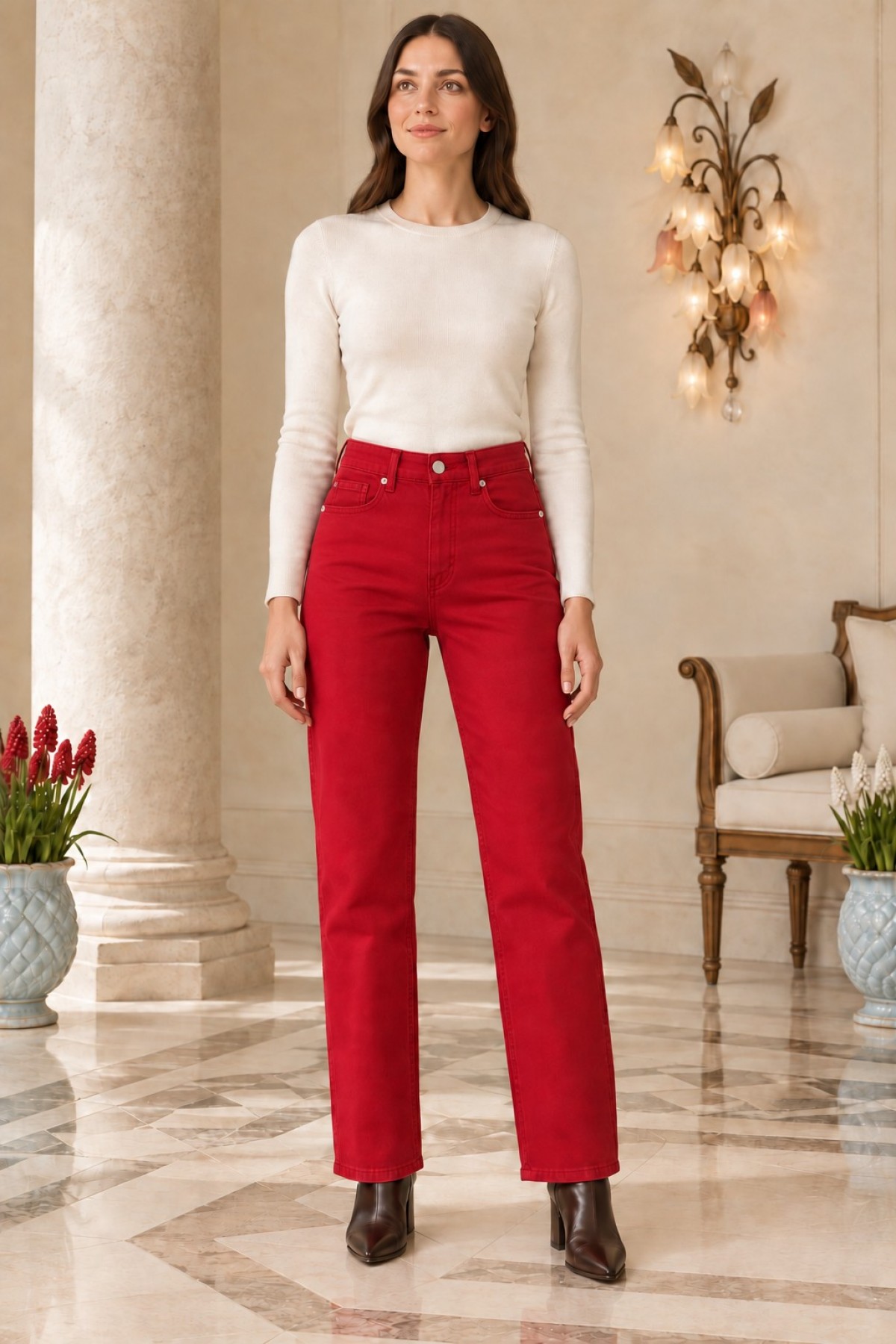 Stitched Hems Wide Leg Relaxed Jean 7026 Array