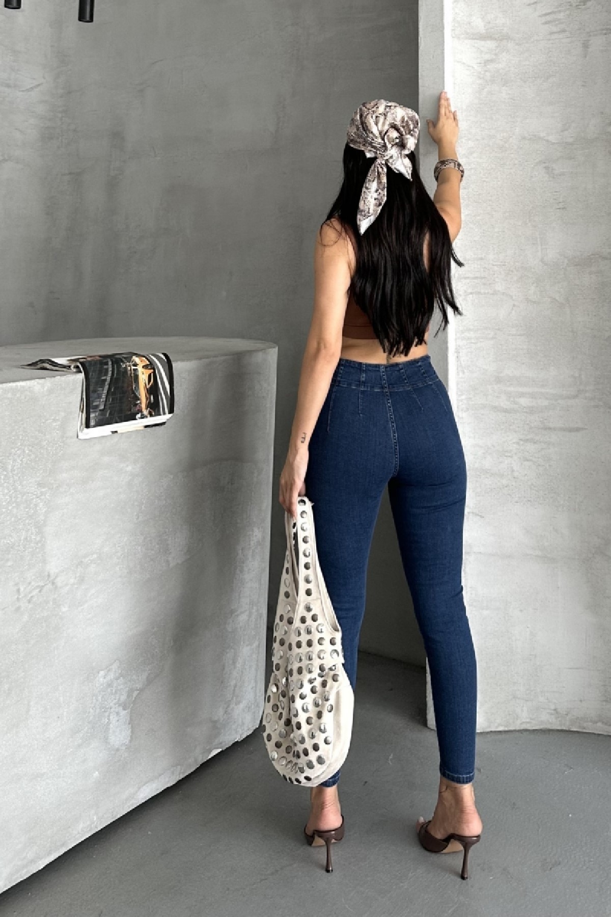 Pensli Skinny Kot Pantolon 7053 Düz Koyu Rins