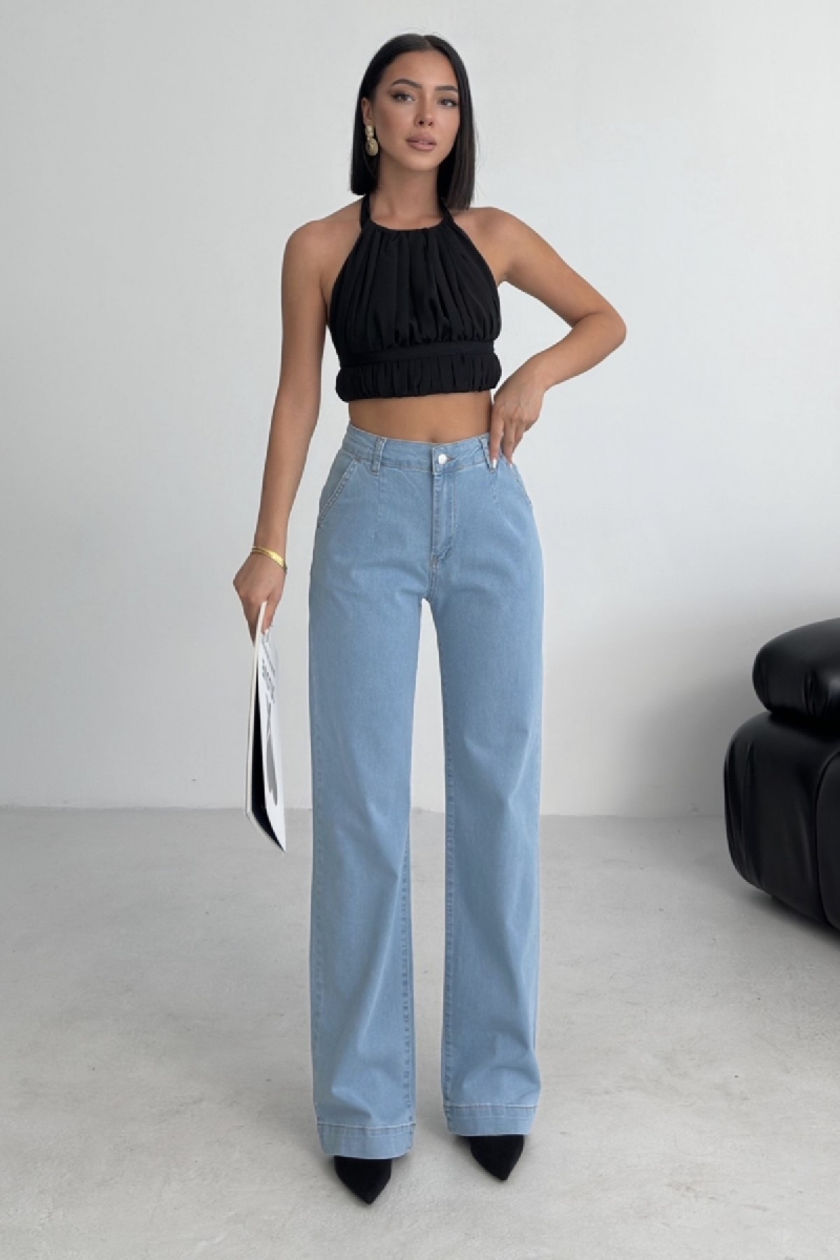 Jean with Dart Detail Mixed Middle Blue