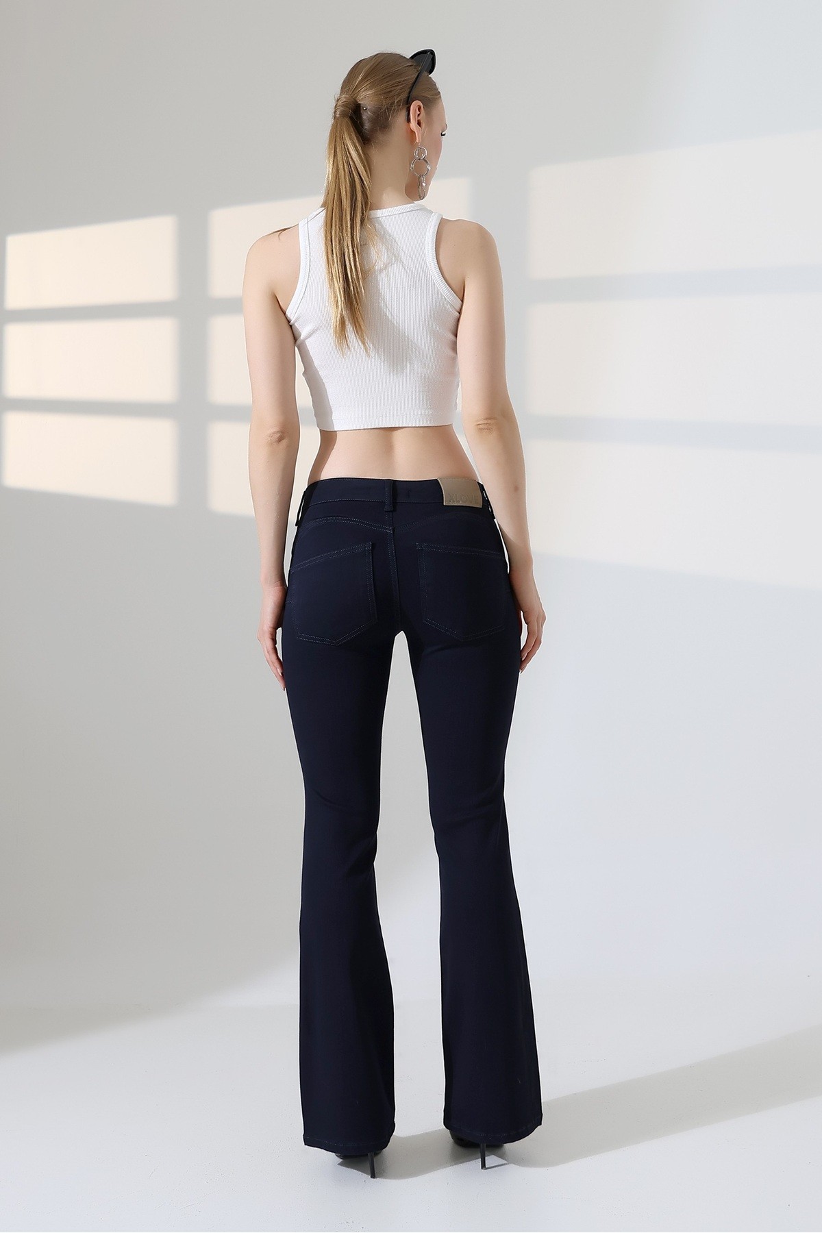 Push Up İspanyol Kot Pantolon 7108 Koyu Lacivert