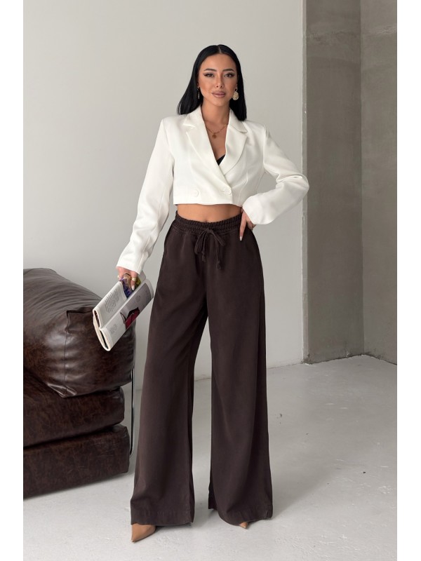 Lastikli Palazzo Pantolon 7150 Kahverengi