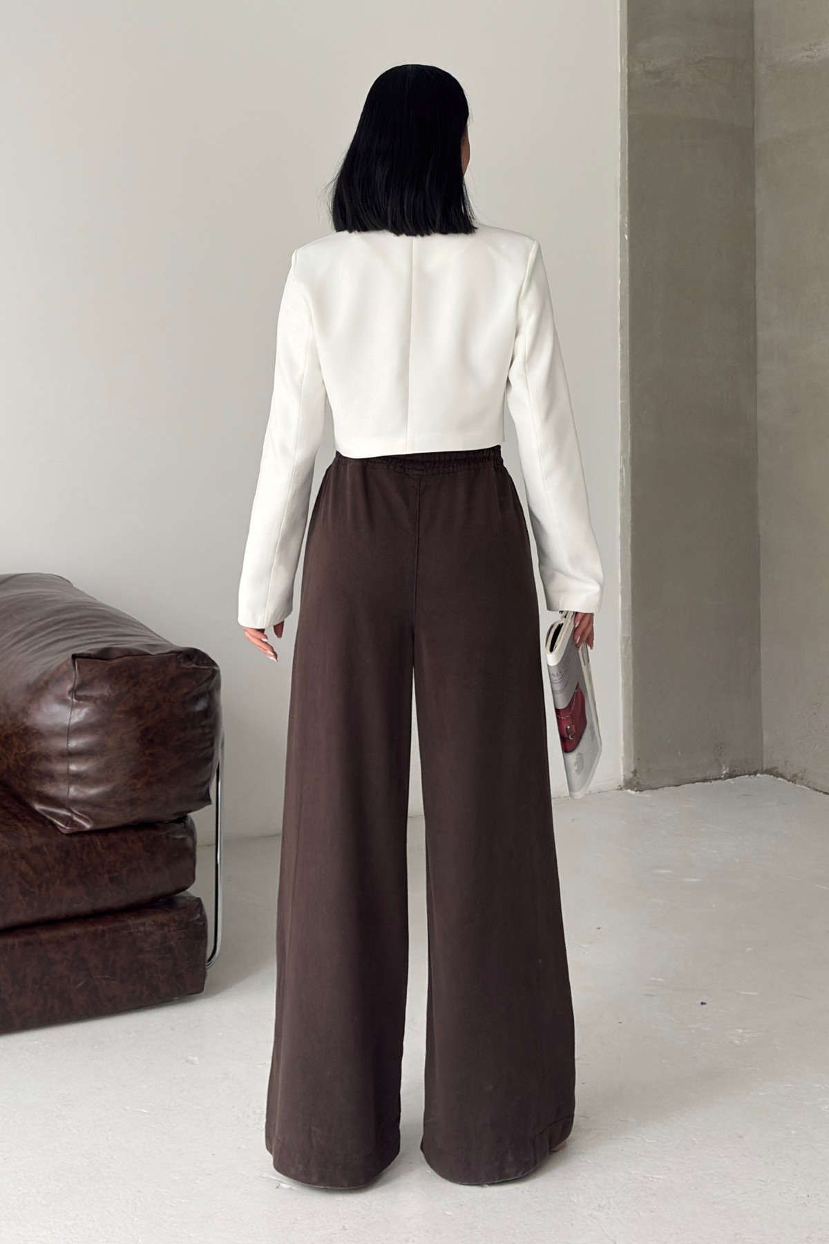 Lastikli Palazzo Pantolon 7150 Kahverengi