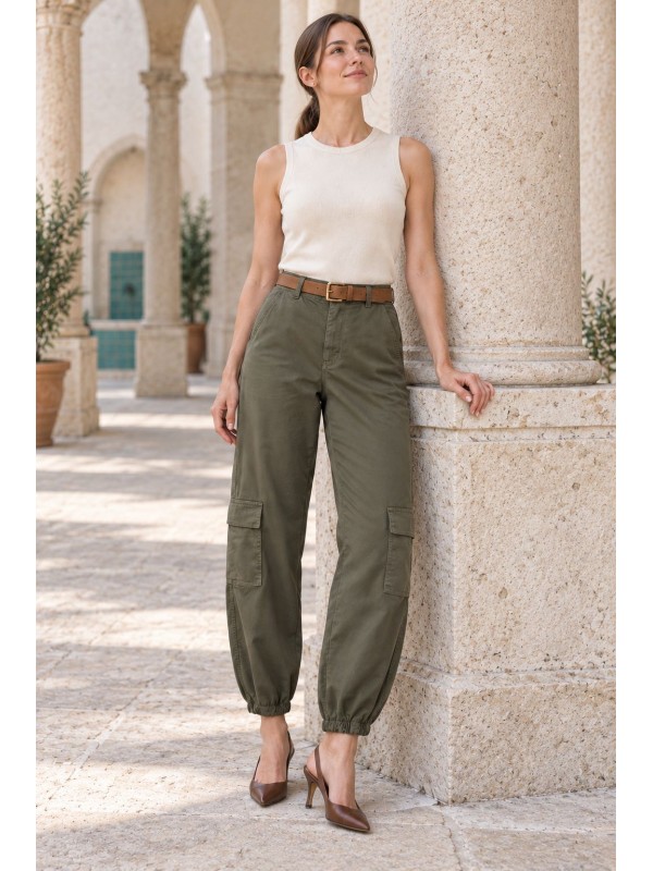 Paçası Lastikli Kargo Pantolon 7205 Haki
