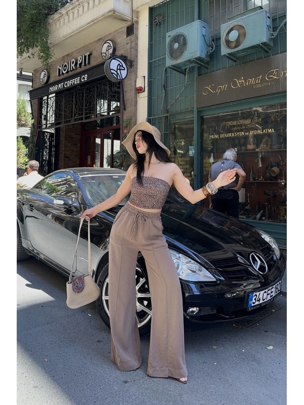Önü Çımalı Relax Pantolon 7250 Toprak