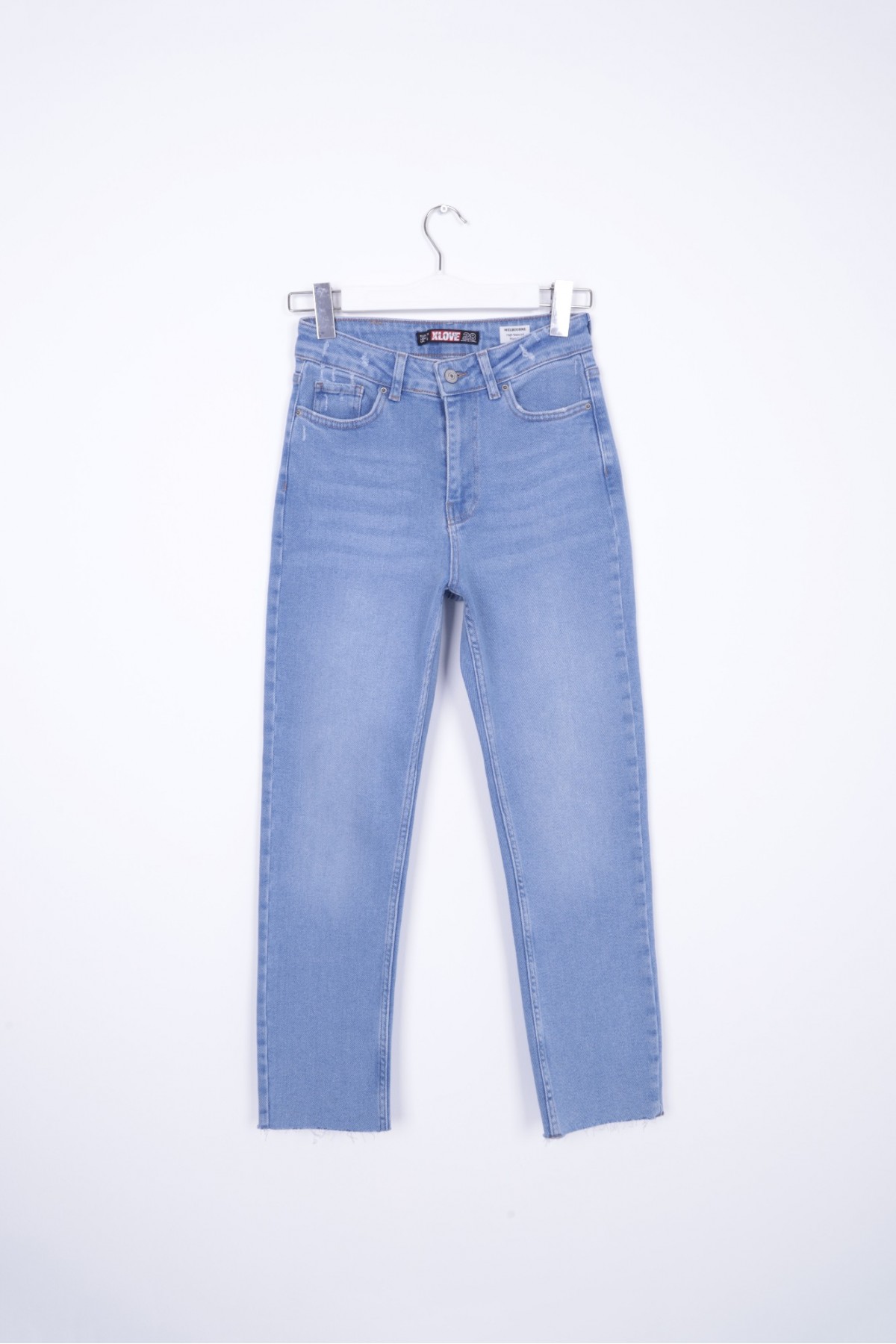 Dikişsiz Paça Mom Fit Kot Pantolon 764 Açık Mavi Kot