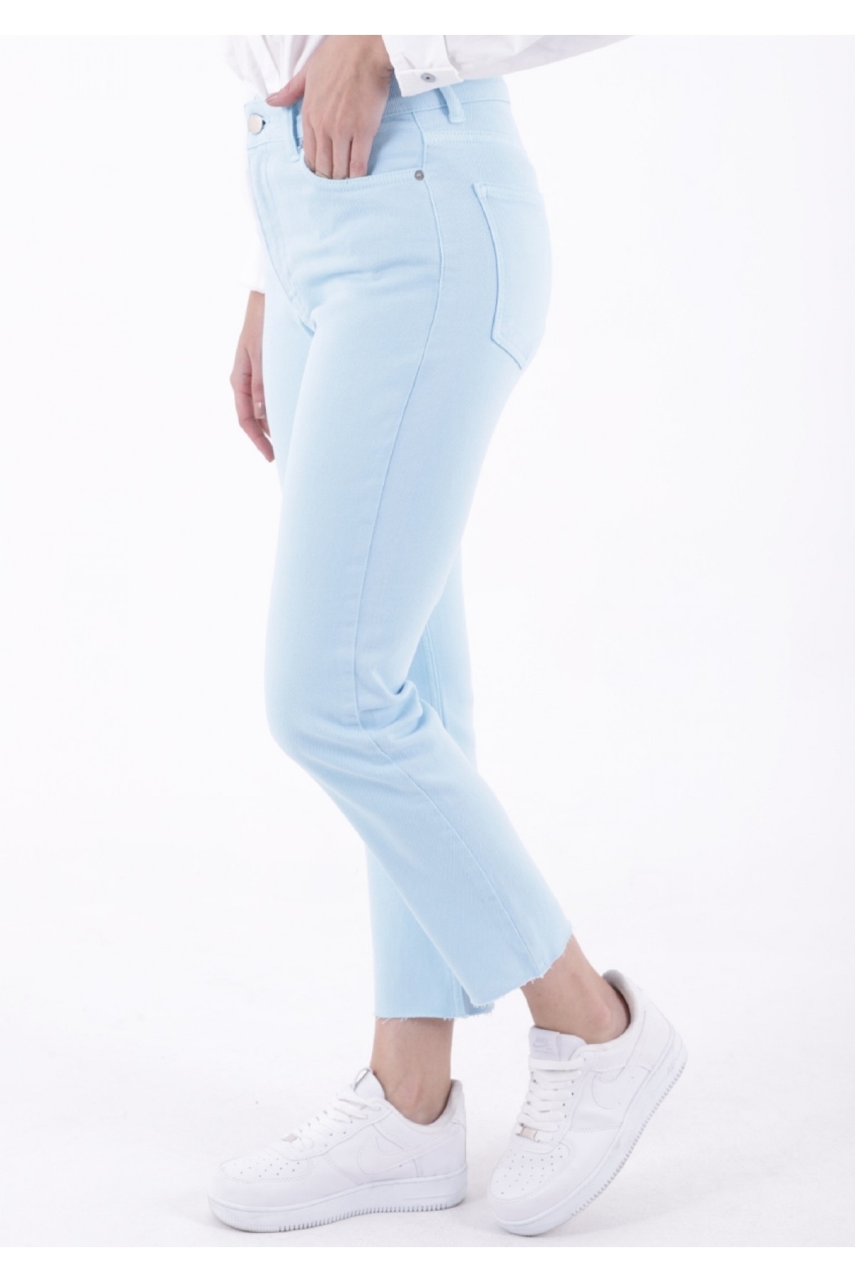 Dikişsiz Paça Mom Fit Kot Pantolon 764 Bebe Mavisi