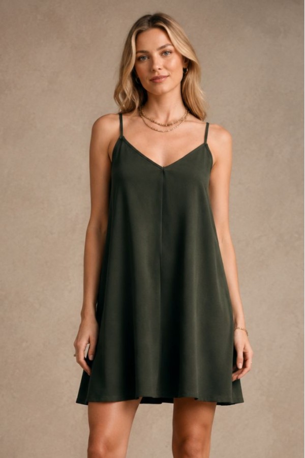 Strappy Short Dress HS3109 Khaki