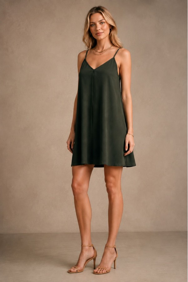 Strappy Short Dress HS3109 Khaki