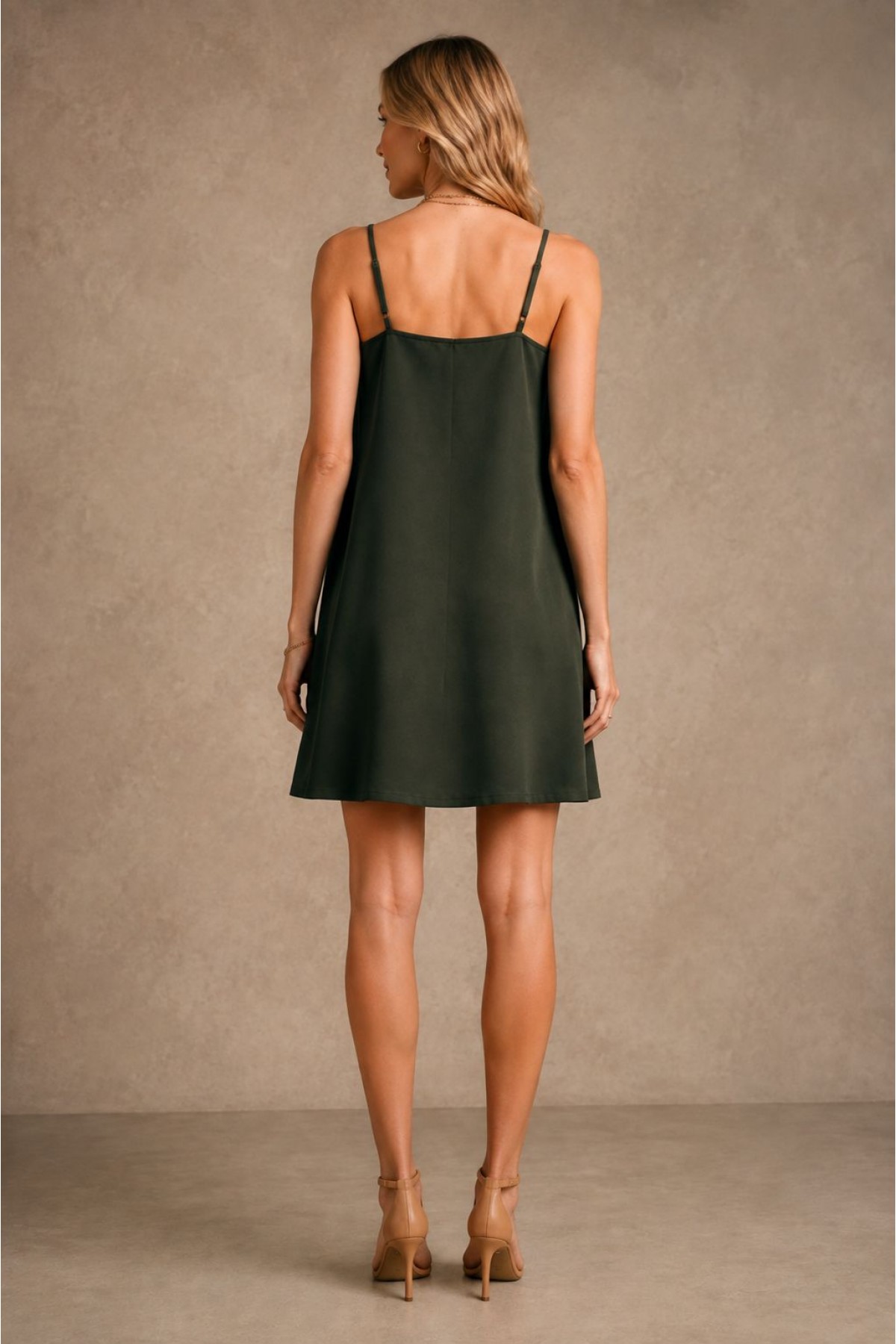 Strappy Short Dress HS3109 Khaki