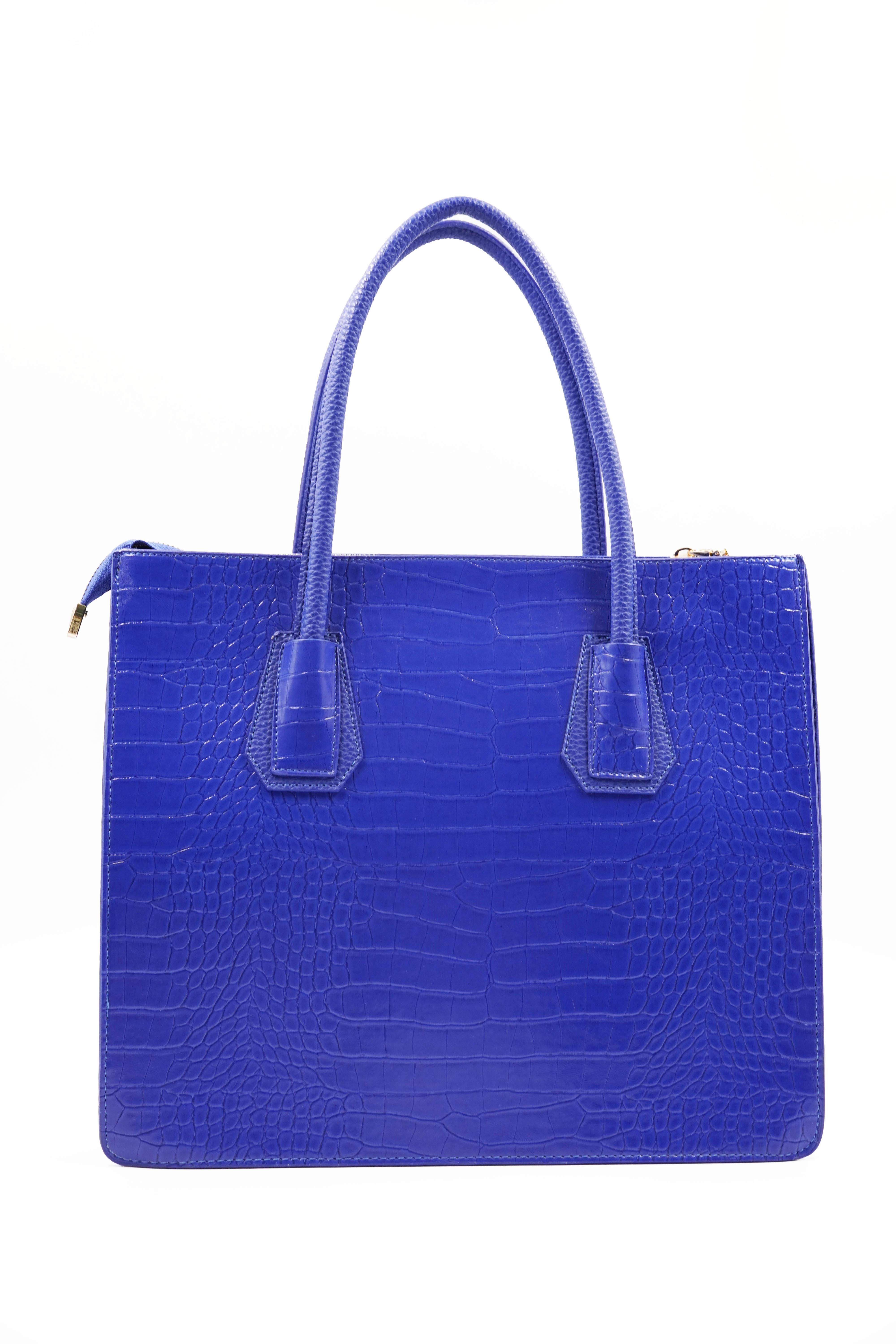 Natalia Saks Blue Crocodile Detailed Women's Shoulder Bag