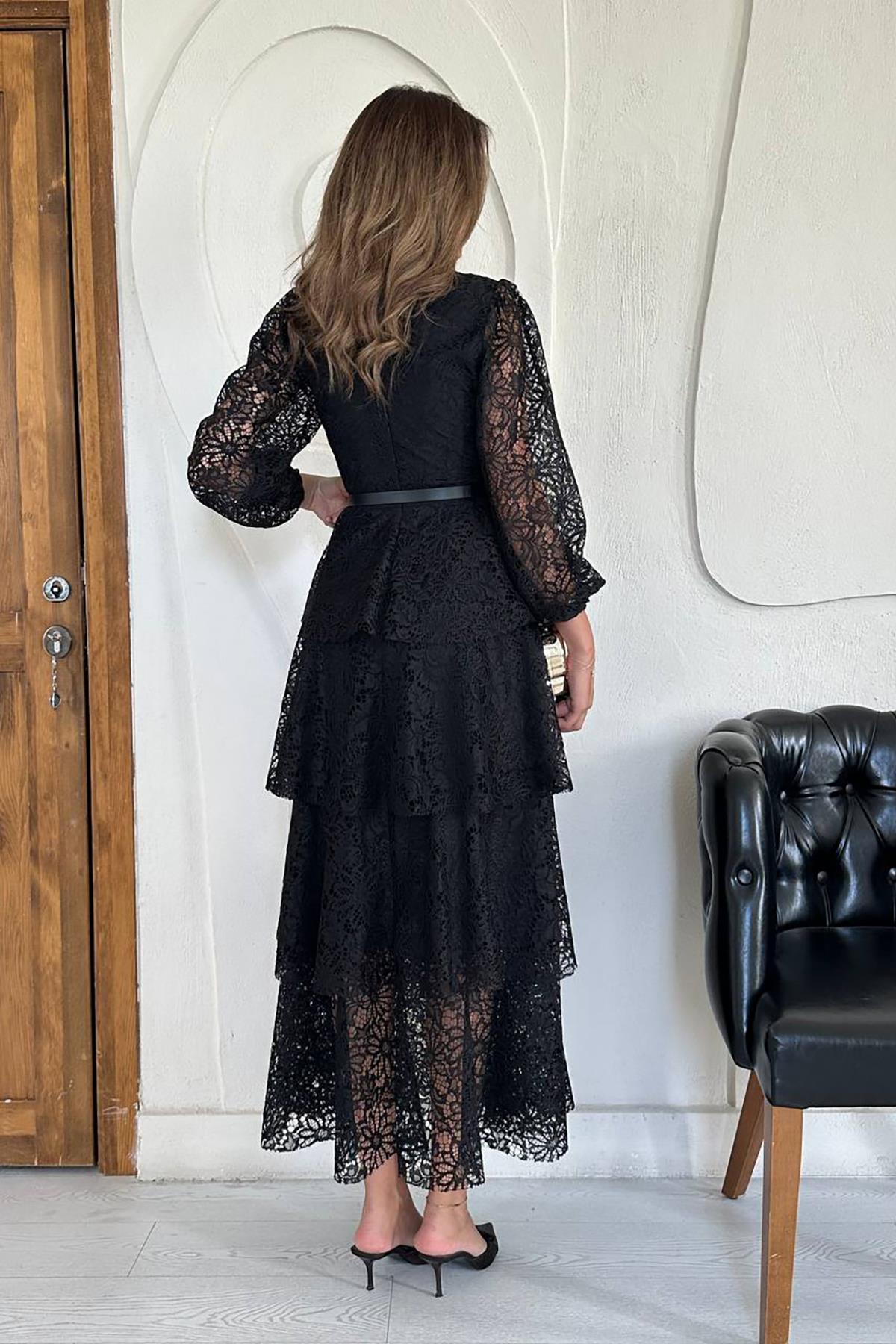 Wholesale Black Layered Lace Dress Black